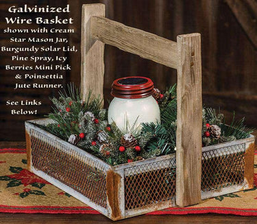 Galvanized Wire Basket w/Handle - The Fox Decor